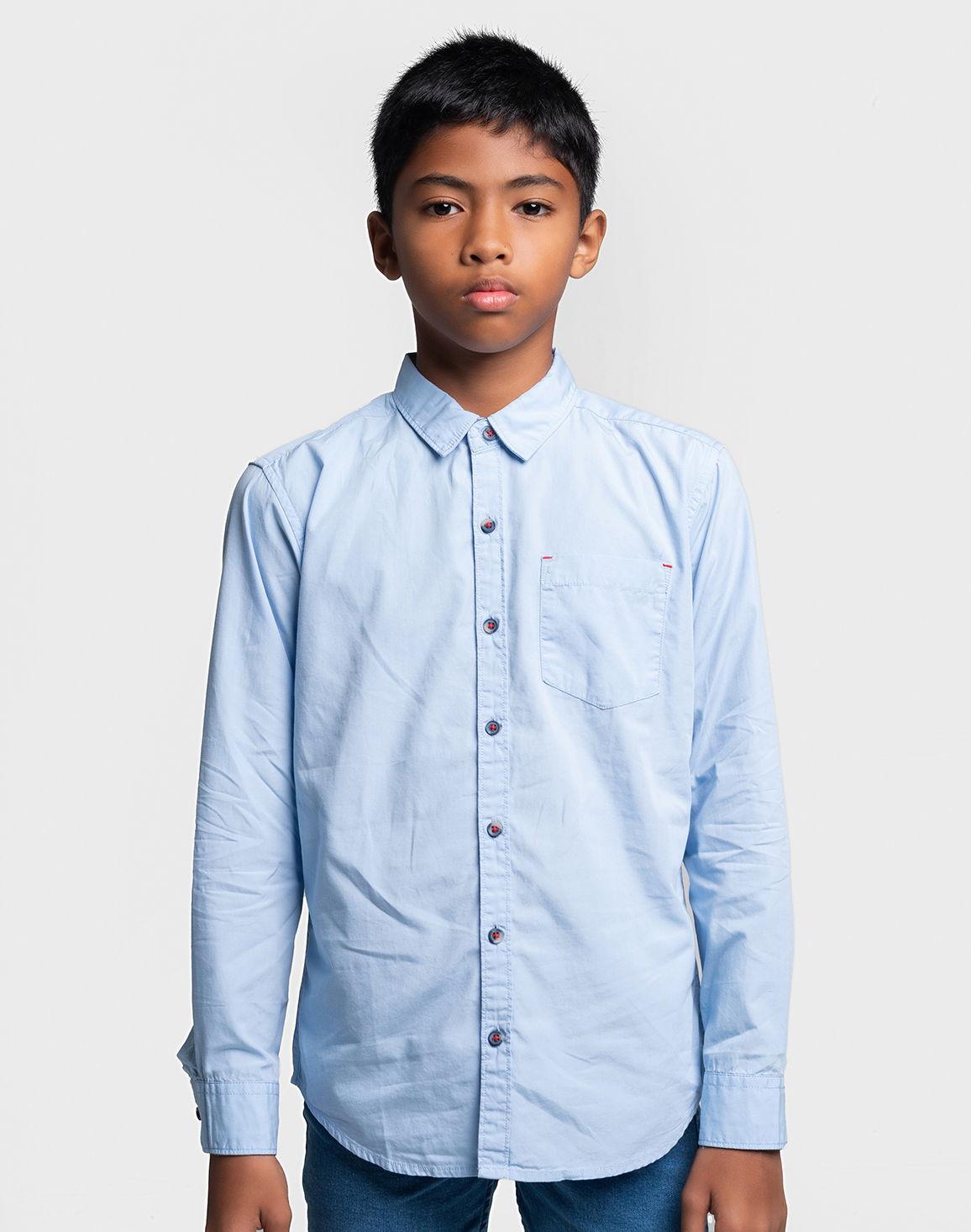 Boys Sky Blue Full Sleeve Cotton Shirt – Smart Casual Kidswear