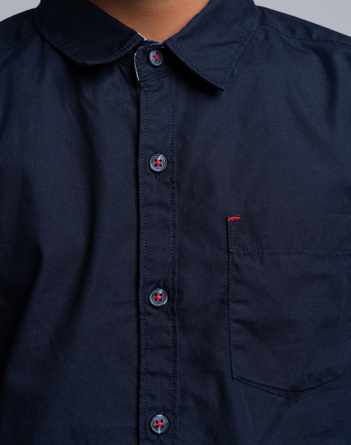 Boys Navy Blue Cotton Shirt For Boys – Classic Full Sleeves