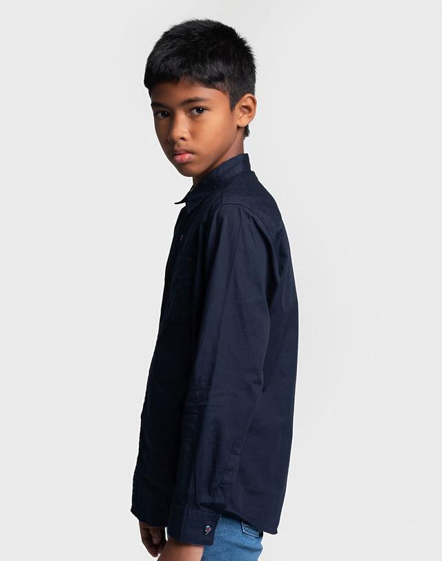 Boys Navy Blue Cotton Shirt For Boys – Classic Full Sleeves
