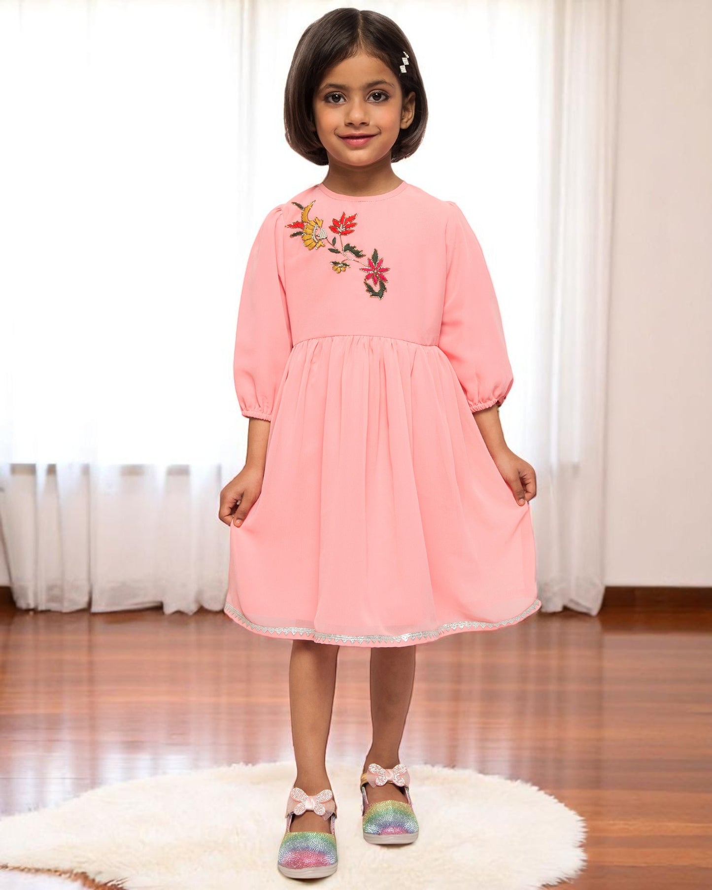 Whimsical Charm: Hand-Embellished Georgette Frock