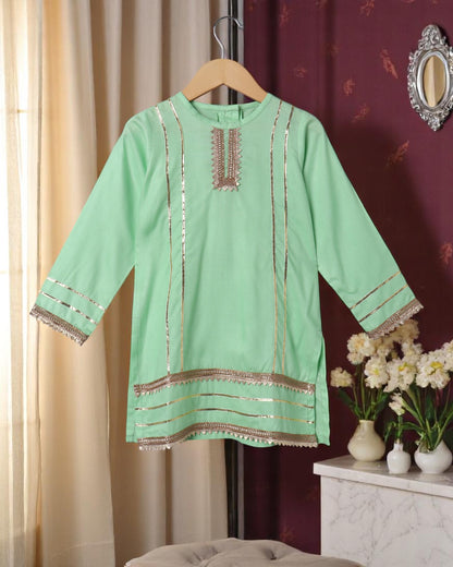 2 Pcs Suit For Girls In Rayon Fabric With Gota Patti Work