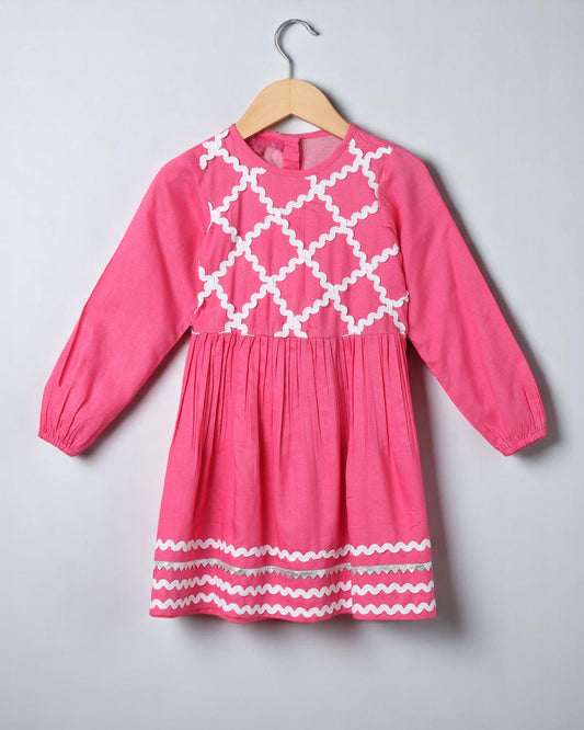 Rayon Two-Piece Suit for Girls with Elegant Lace Work – Soft & Stylish (DARK PINK)