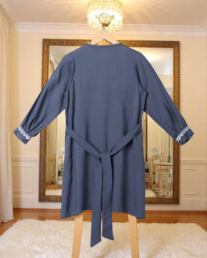 Elegant Two Piece Suit for Girls with Lace Work, Front Open Kurti & Pajama