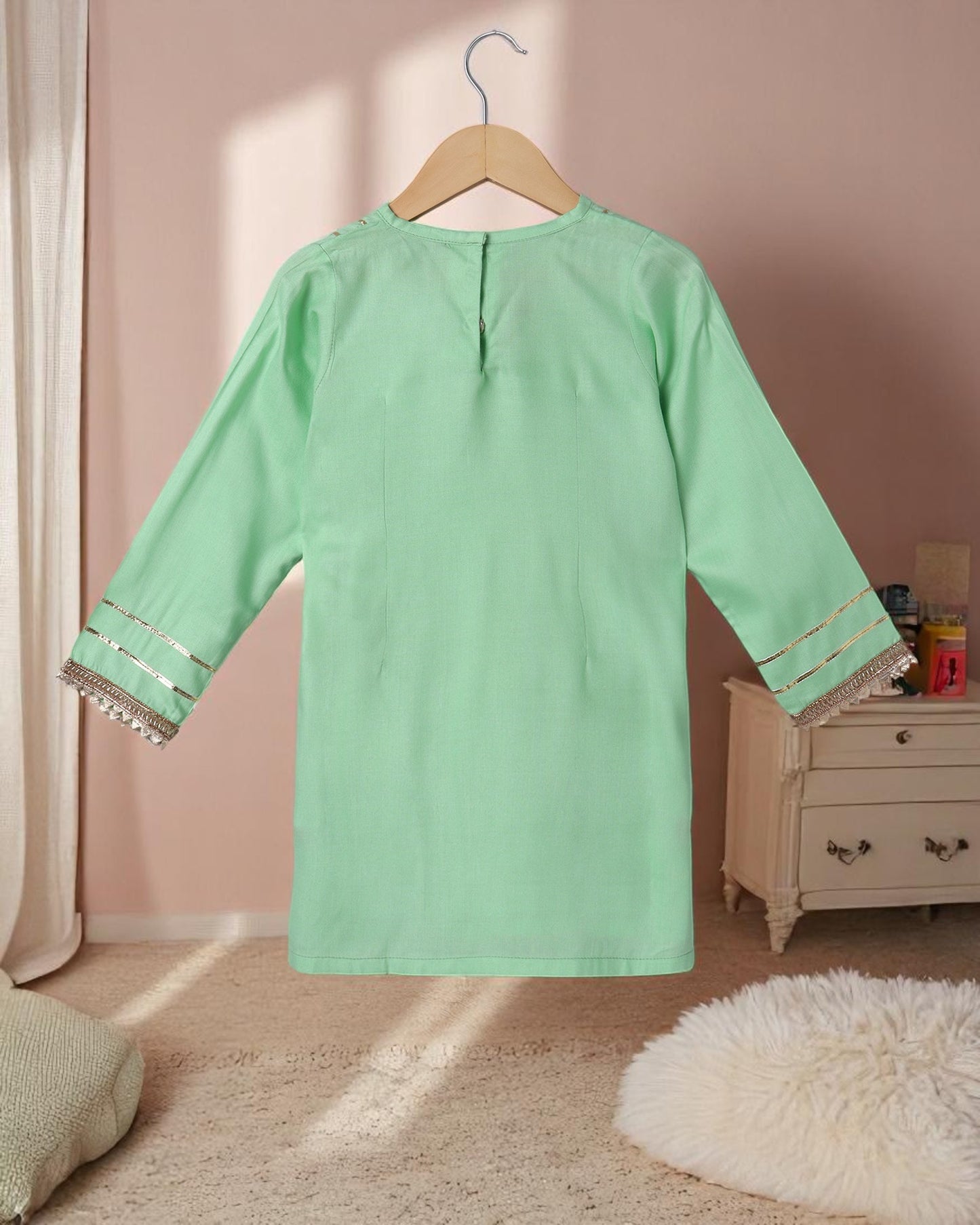 2 Pcs Suit For Girls In Rayon Fabric With Gota Patti Work