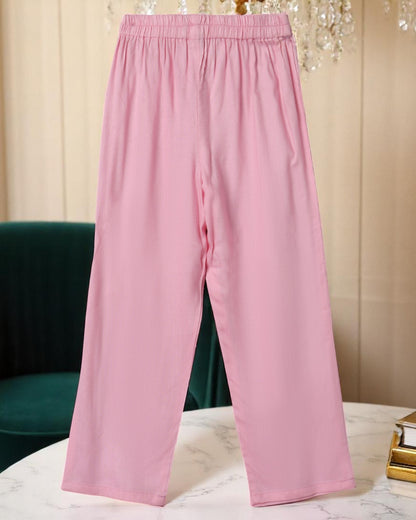 Elegant Two Piece Suit for Girls with Lace Work, Front Open Kurti & Pajama