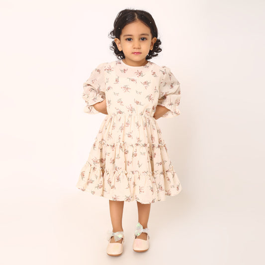 Georgette Top for Girls with Gathered Sleeves and Keyhole Neck