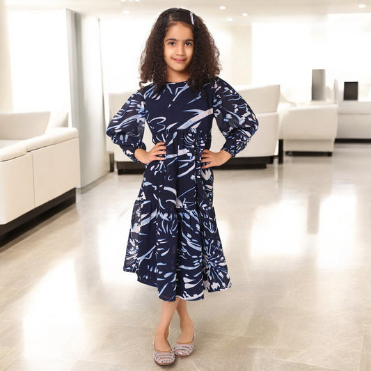 Elegant Multi-Layered Georgette Dress for Girls