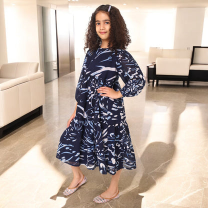 Elegant Multi-Layered Georgette Dress for Girls