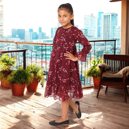Multi-Layered  Maxi Dress for Girls in Chiffon Fabric