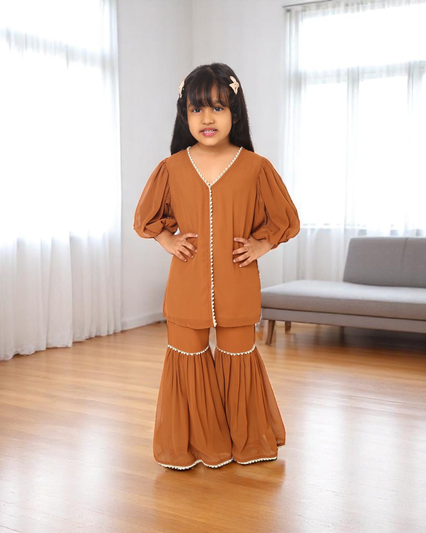 Elegant Three-Piece Georgette Suit for Girls