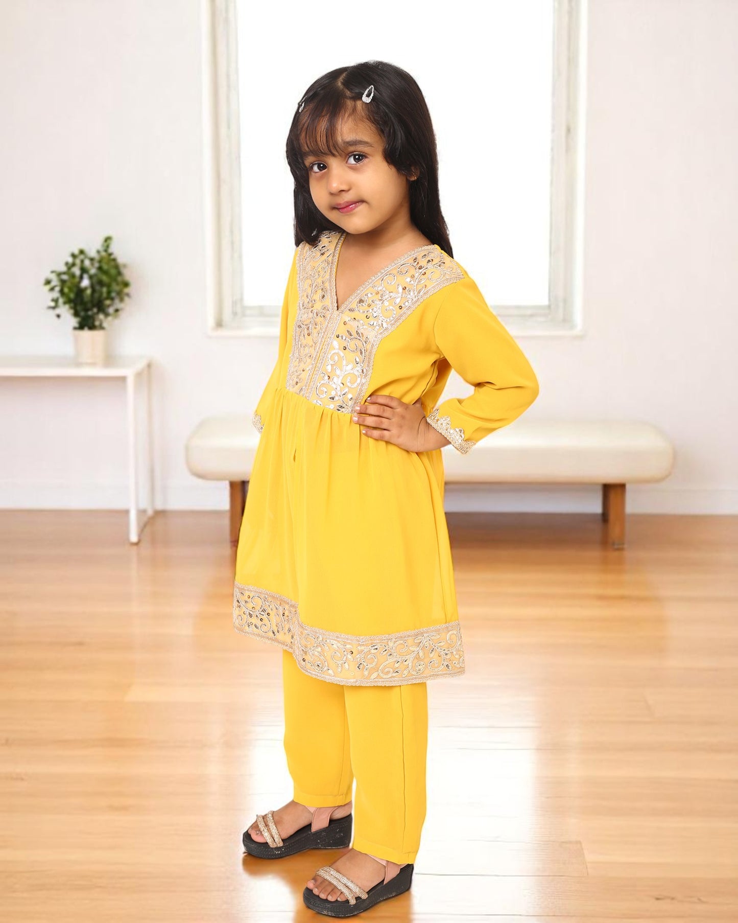 Elegant Three-Piece Georgette Suit for Girls