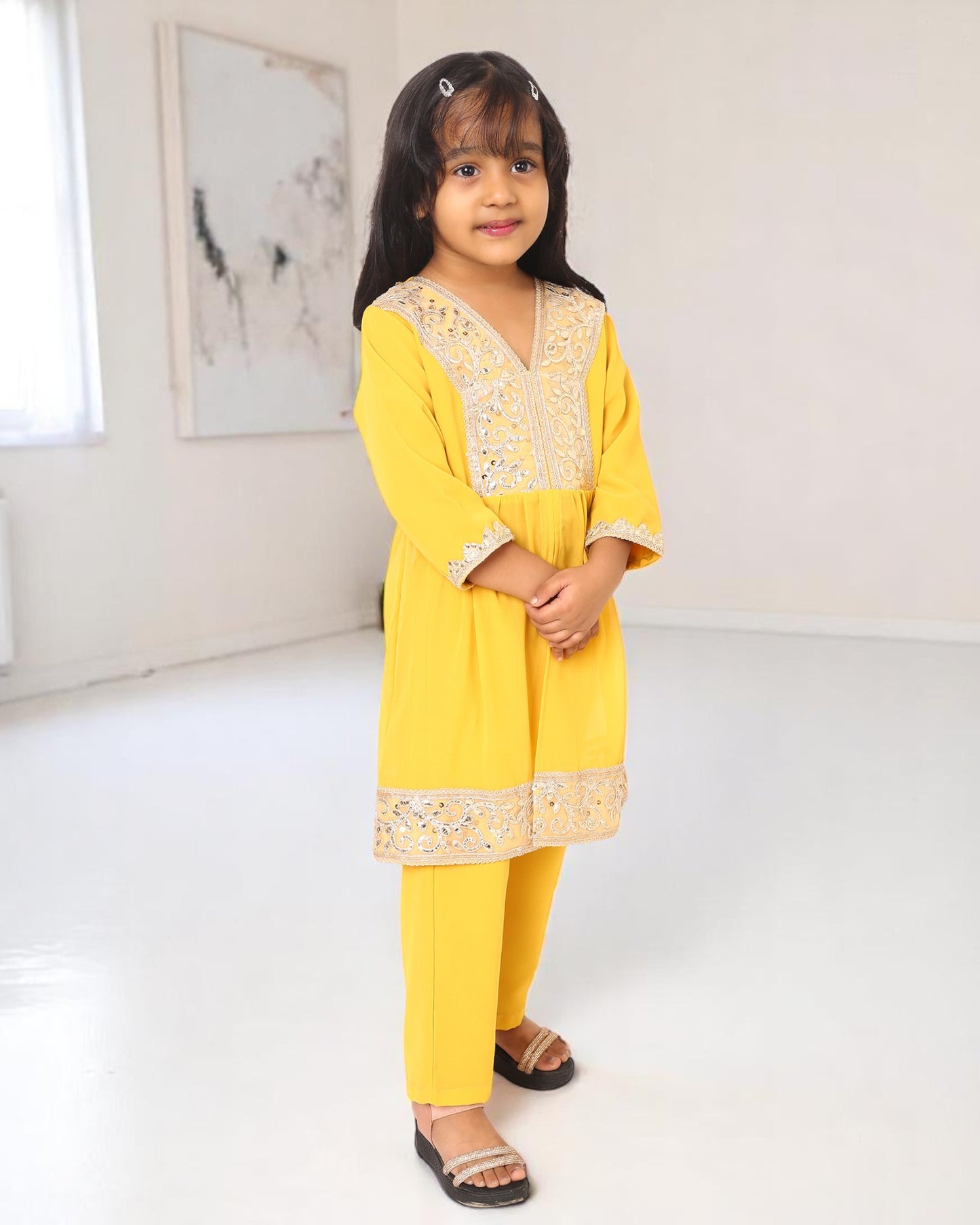 Elegant Three-Piece Georgette Suit for Girls