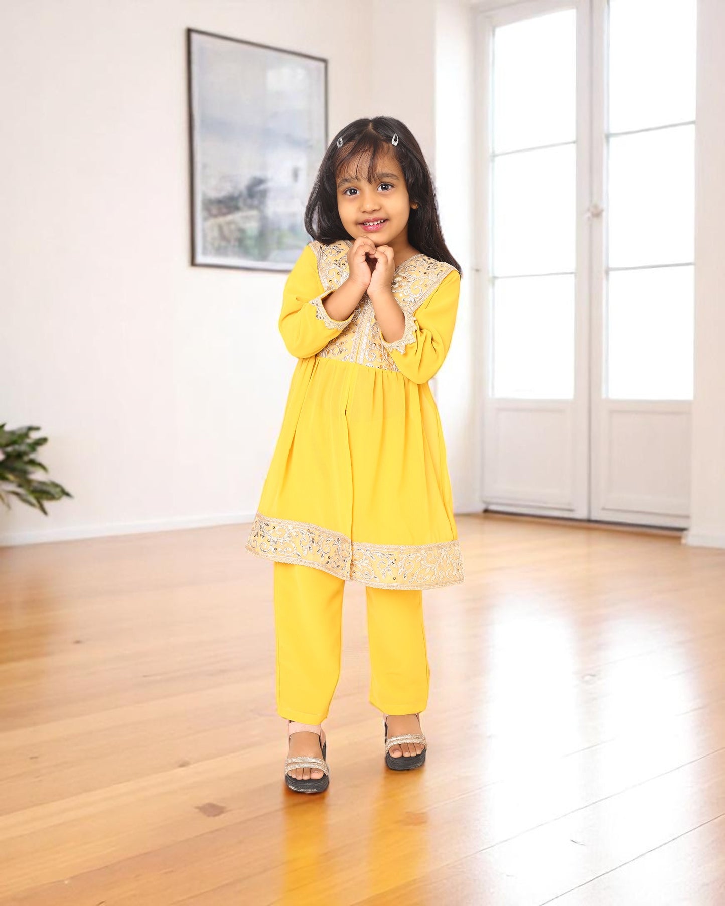 Elegant Three-Piece Georgette Suit for Girls