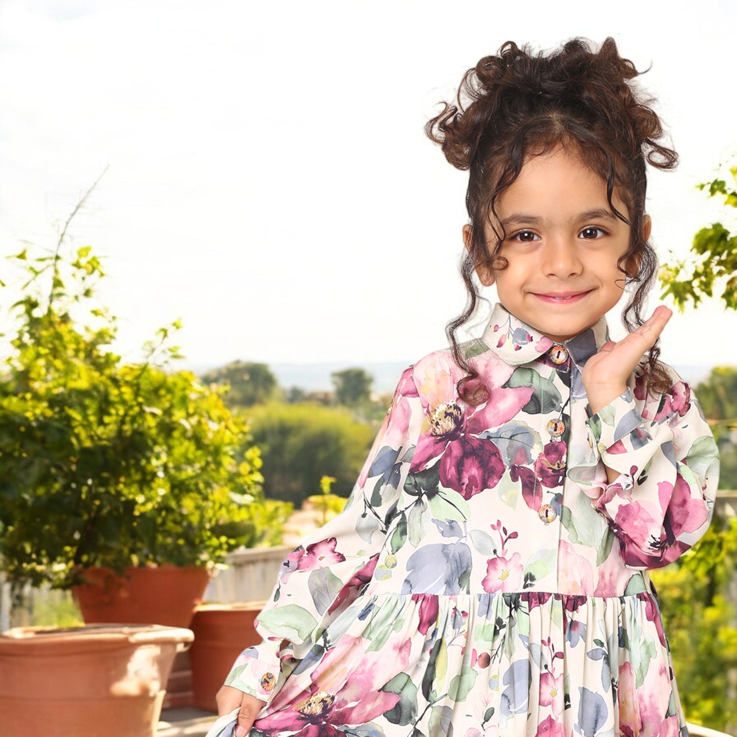 Charming Floral Crepe Frock for Girls