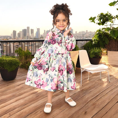 Charming Floral Crepe Frock for Girls