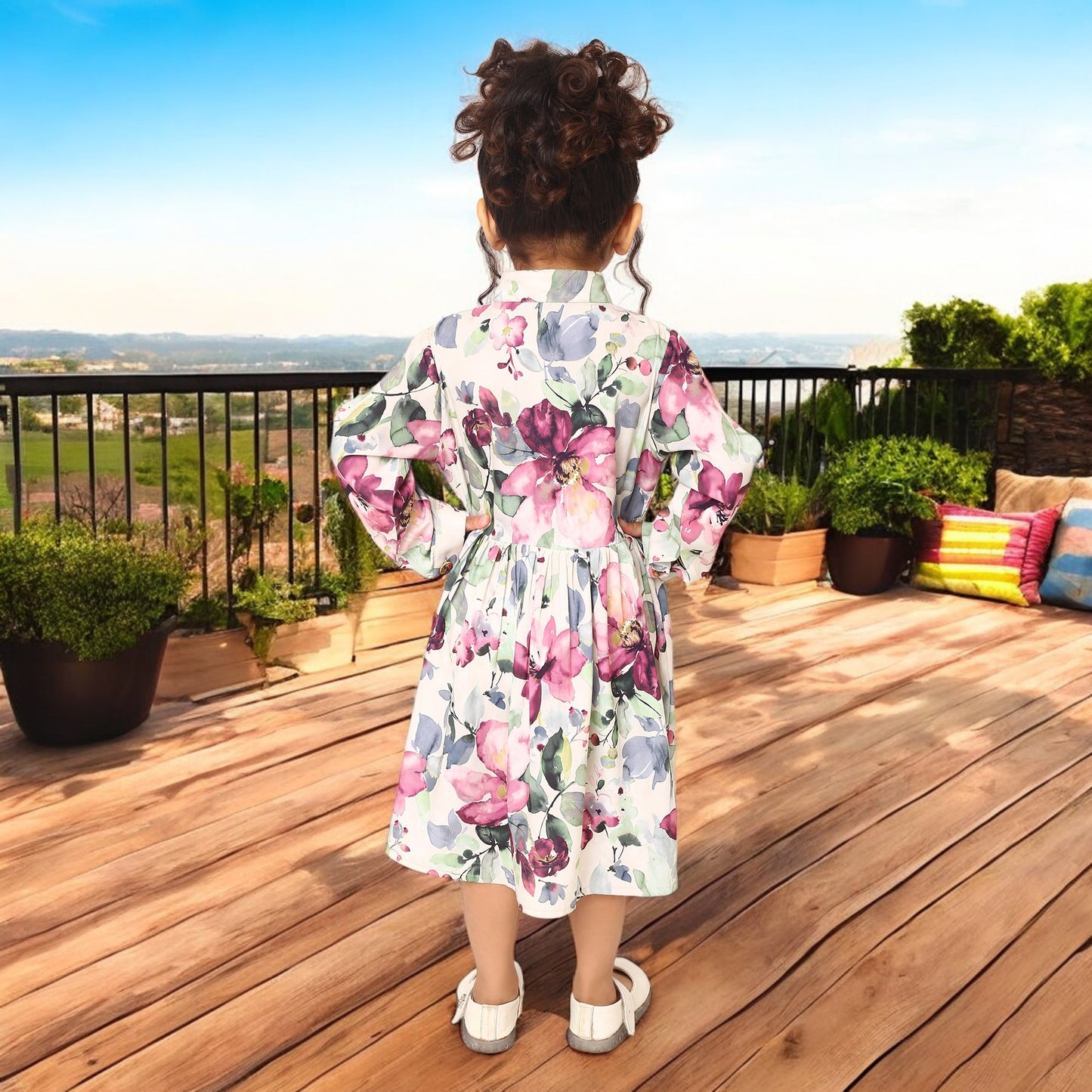 Charming Floral Crepe Frock for Girls