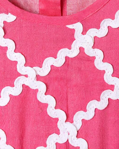 Rayon Two-Piece Suit for Girls with Elegant Lace Work – Soft & Stylish (DARK PINK)