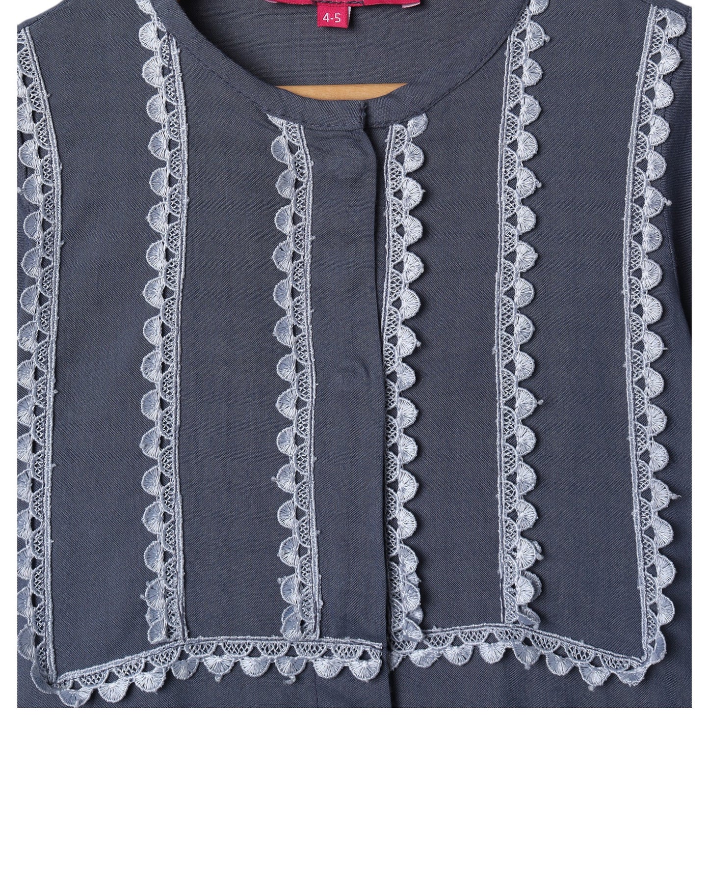 Elegant Two Piece Suit for Girls with Lace Work, Front Open Kurti & Pajama