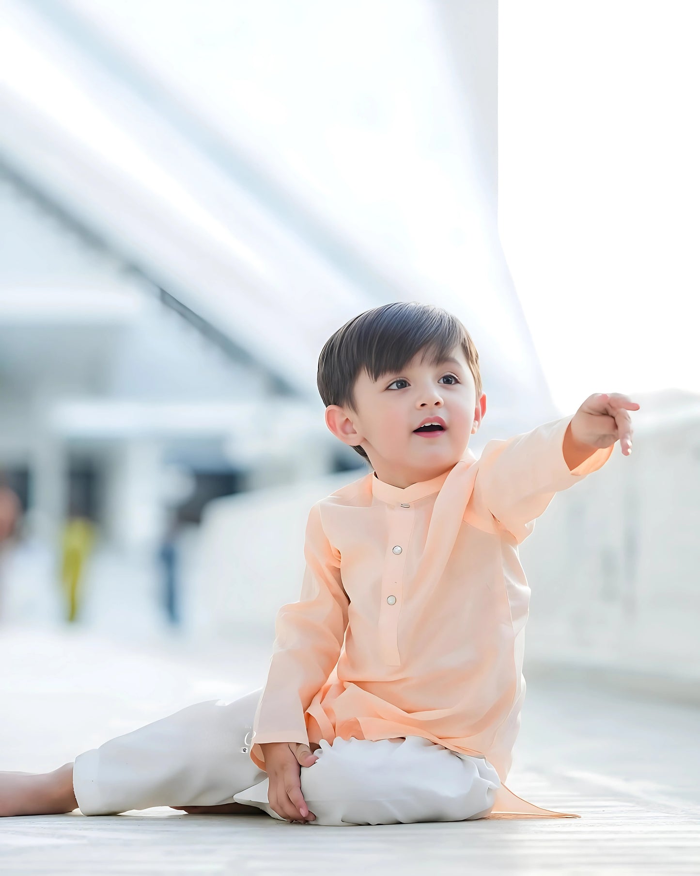 Boys Peach Cambric Cotton Kurta Pajama – Classic Festive Outfit