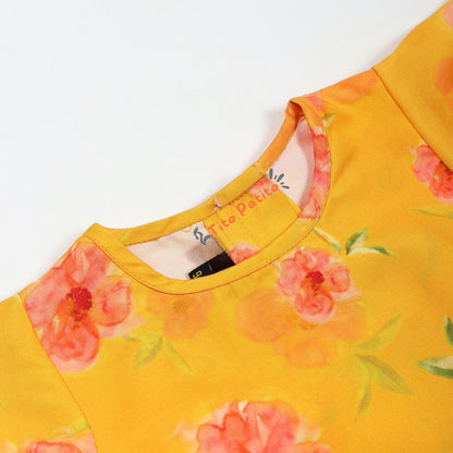 Baby Girl Two-PieceSet “Stylish Printed Cotton Blend Top with Calf-Length Pant