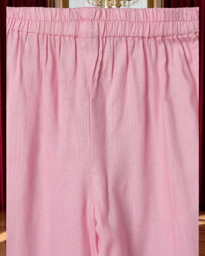 Elegant Two Piece Suit for Girls with Lace Work, Front Open Kurti & Pajama