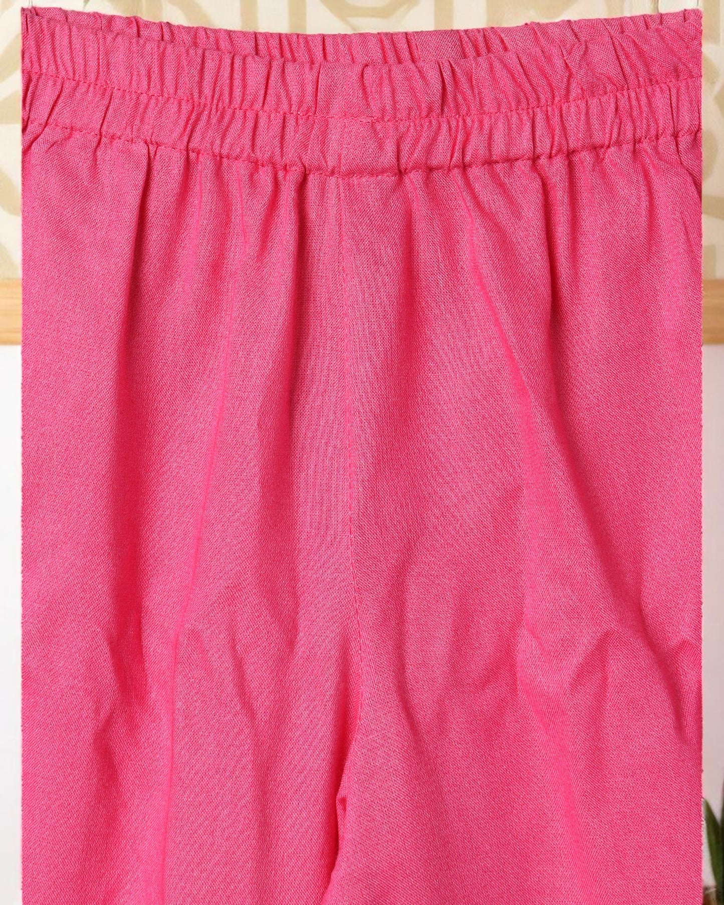 Rayon Two-Piece Suit for Girls with Elegant Lace Work – Soft & Stylish (DARK PINK)