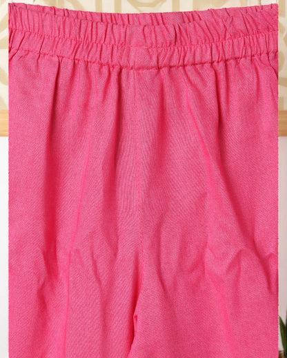 Rayon Two-Piece Suit for Girls with Elegant Lace Work – Soft & Stylish (DARK PINK)