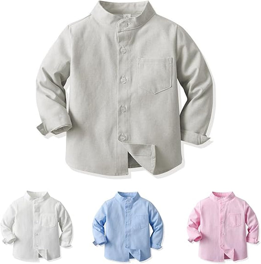 Boys Light Grey Cotton Shirt – Smart Casual Premium Boys Clothing India