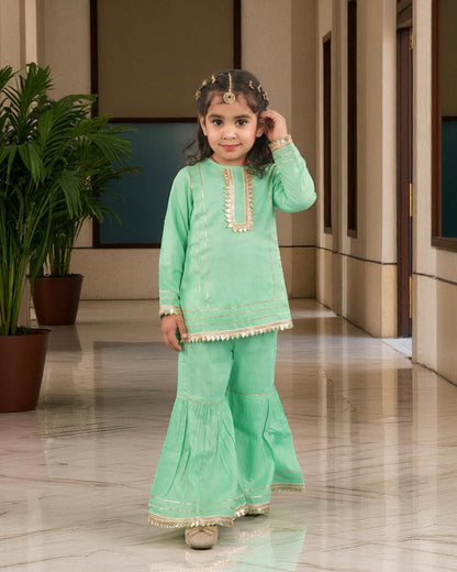 Tito Patito Girls’ Summer Sharara Suit – Rayon, Lace, Full Sleeves