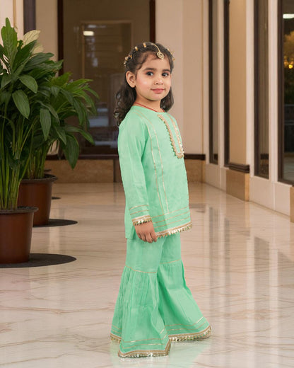 Tito Patito Girls’ Summer Sharara Suit – Rayon, Lace, Full Sleeves