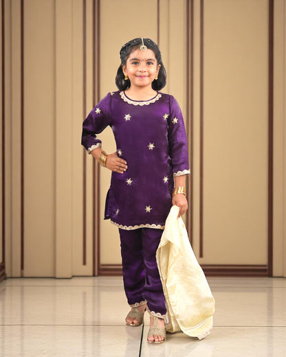 Tito Patito Girls’ Fendi Fabric 3-Piece Suit – Embellished Pant Set with Lace