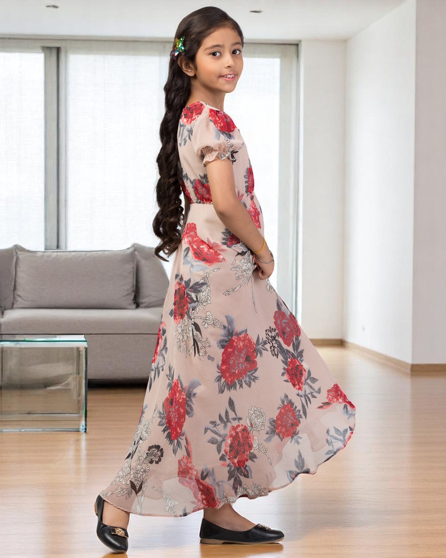 Long Dress For Girls In Printed Georgette Fabric