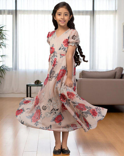 Long Dress For Girls In Printed Georgette Fabric