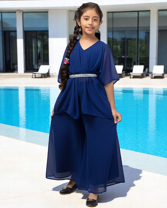 Girl's Party Wear-Two Pieces Set In Georgette Fabric With Lining.