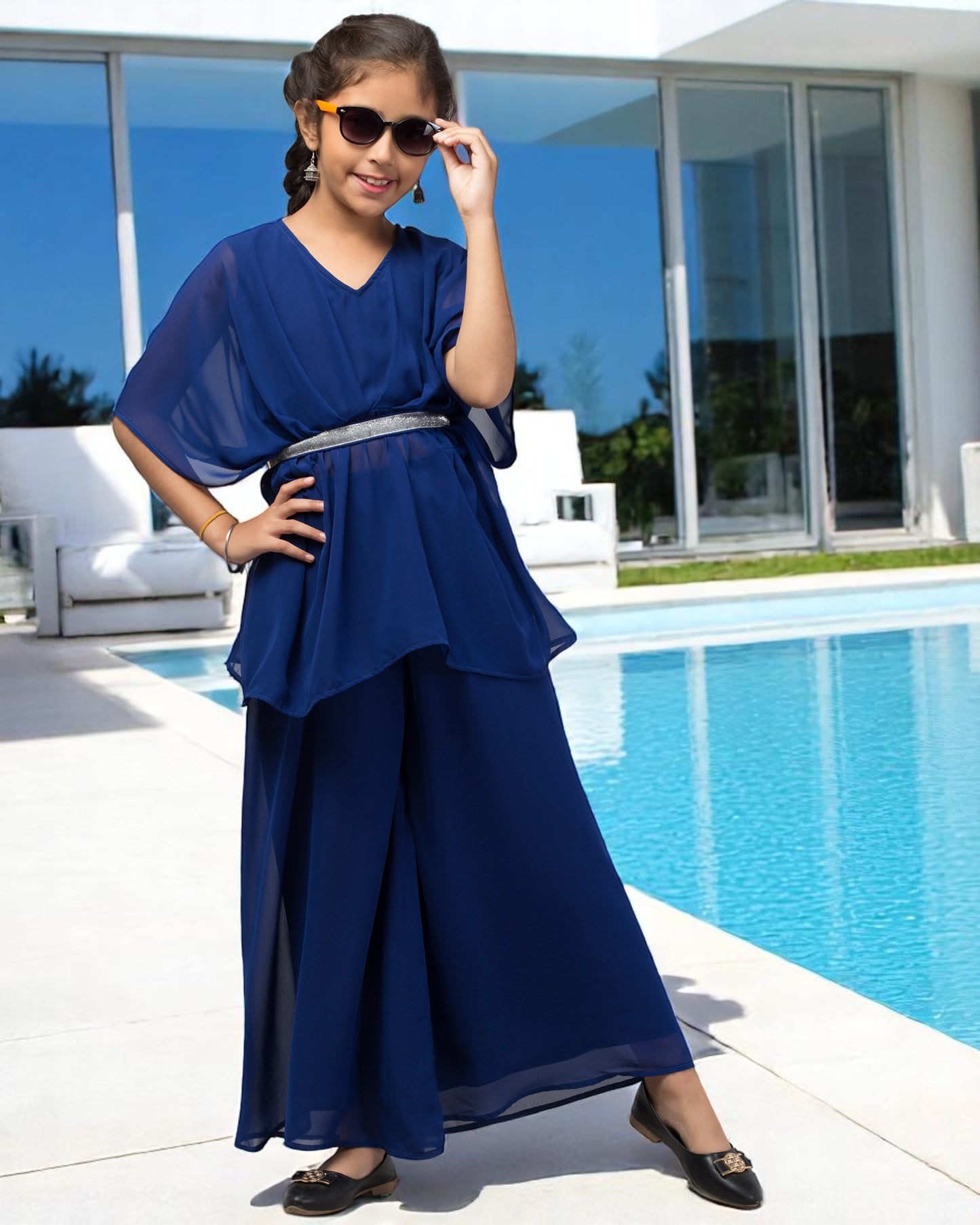 Girl's Party Wear-Two Pieces Set In Georgette Fabric With Lining.