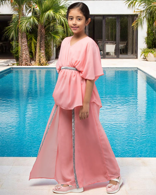 Girl's Party Wear-Two Pieces Set In Georgette Fabric With Lining.