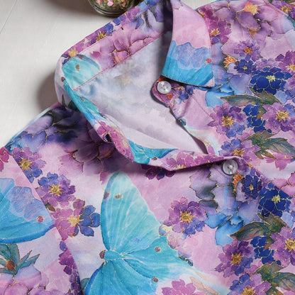 Girls' Frock with Shirt Collar in Cotton Blend Fabric