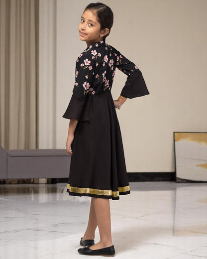 Stylish Crepe Midi Dress for Girls with Skirt and Top Look