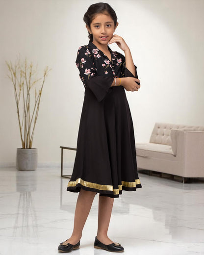 Stylish Crepe Midi Dress for Girls with Skirt and Top Look
