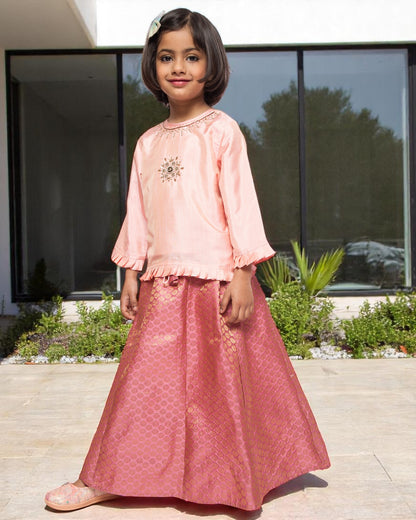 Majestic Elegance: Handcrafted Taffeta & Brocade Ensemble