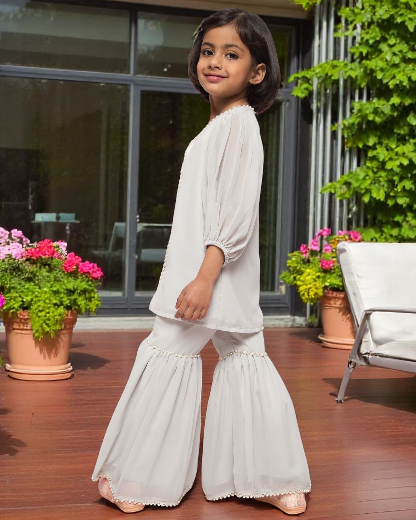 Elegant Three-Piece Georgette Suit for Girls