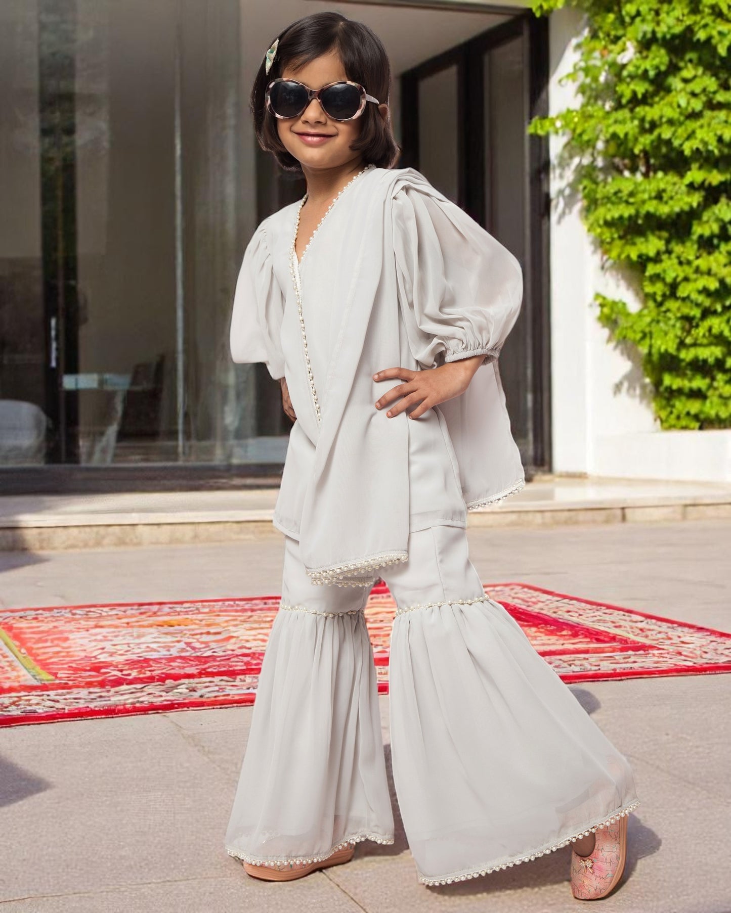 Elegant Three-Piece Georgette Suit for Girls