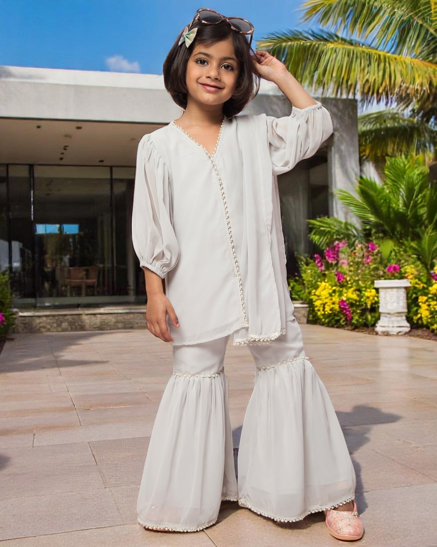 Elegant Three-Piece Georgette Suit for Girls