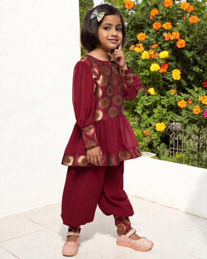 Contemporary Elegance: Brocade & Georgette 3-Piece Set