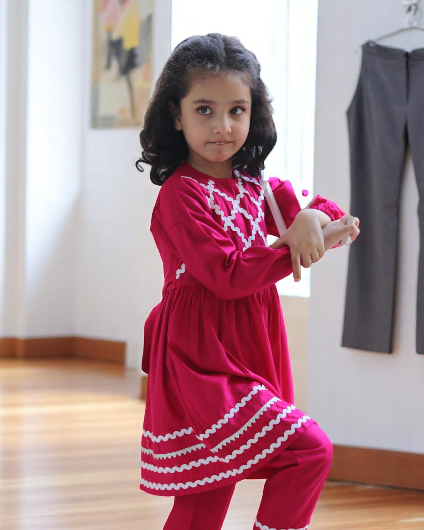 Rayon Two-Piece Suit for Girls with Elegant Lace Work – Soft & Stylish