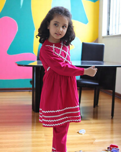 Rayon Two-Piece Suit for Girls with Elegant Lace Work – Soft & Stylish