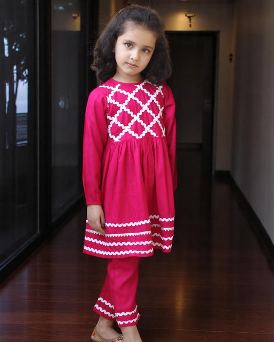 Rayon Two-Piece Suit for Girls with Elegant Lace Work – Soft & Stylish