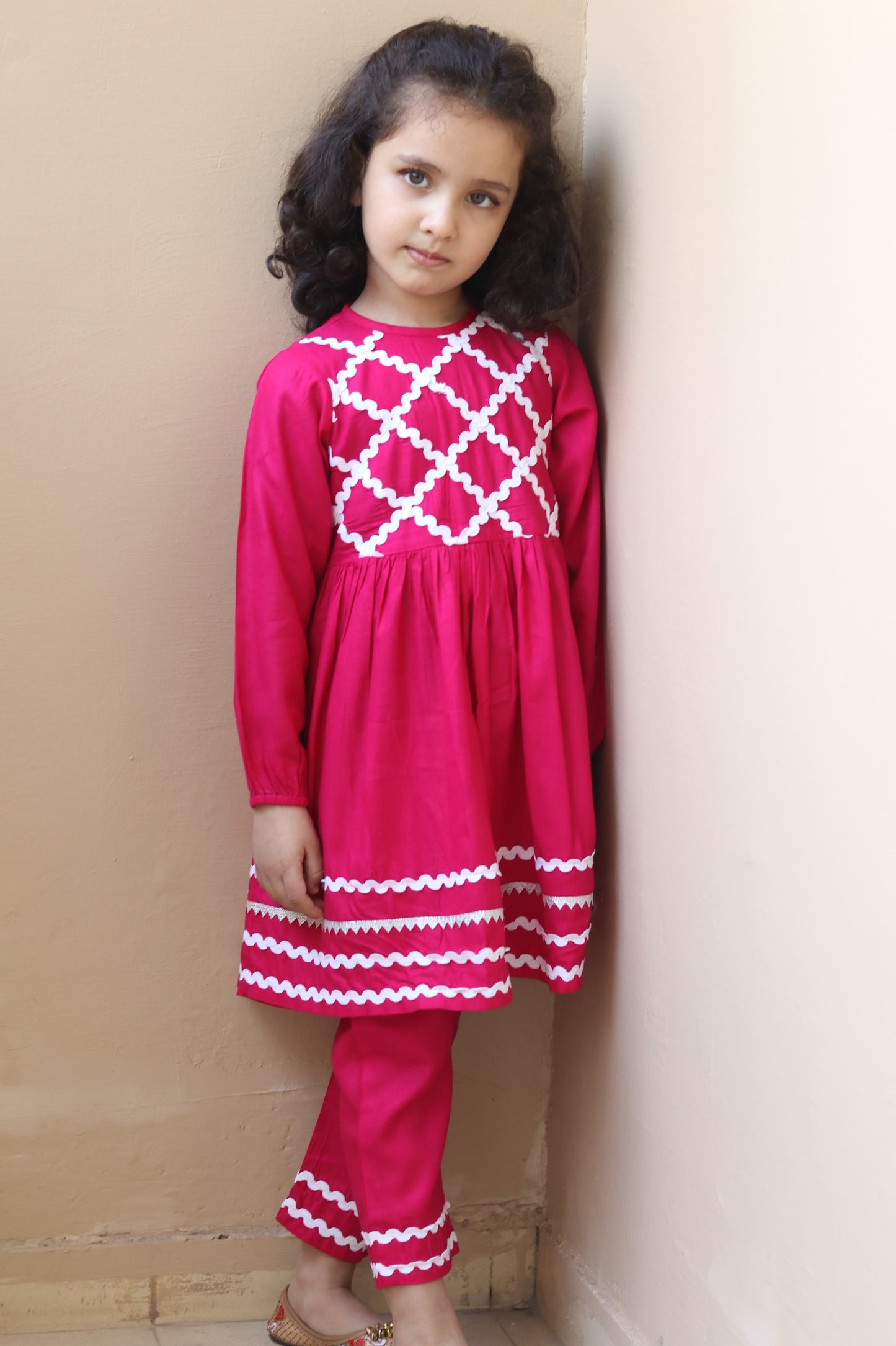 Rayon Two-Piece Suit for Girls with Elegant Lace Work – Soft & Stylish
