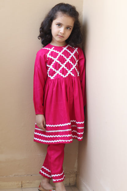 Rayon Two-Piece Suit for Girls with Elegant Lace Work – Soft & Stylish