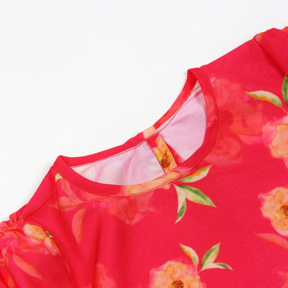 Two-Piece Girls' Set in Cotton Blend Fabric with Kurta Top and Calf-Length Pajama